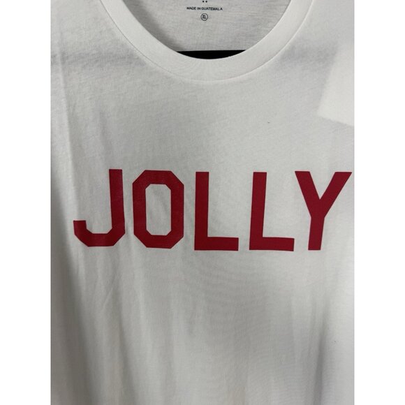 NWT J Crew Men X Large Jolly T-Shirt White Red Cozy Christmas Holiday Comfy Soft - Picture 3 of 8